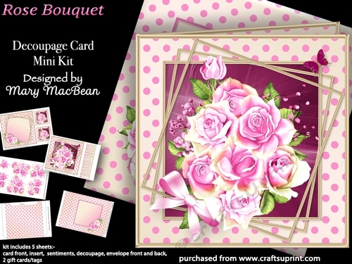 Rose Bouquet - Decoupage Card Mini Kit