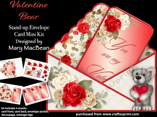 Valentine Bear - Stand-up Envelope Card Mini Kit