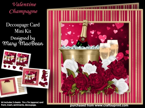 Valentine Champagne - Decoupage Card Mini Kit