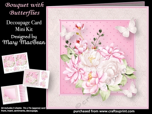 Bouquet with Butterflies - Decoupage Card Mini Kit