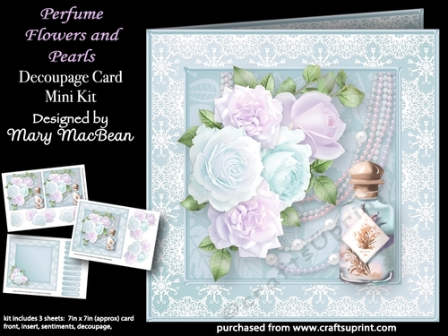 Perfume, Flowers and Pearls - Decoupage Card Mini Kit
