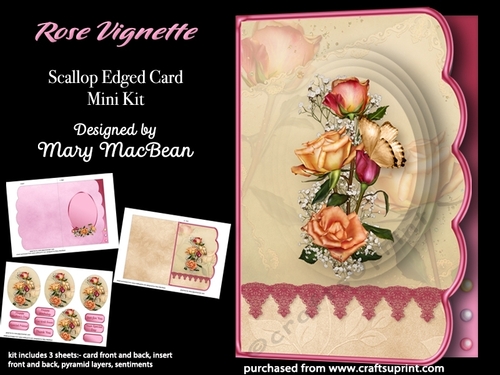 Rose Vignette - Scallop Edged Card Mini Kit