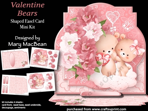 Valentine Bears - Shaped Easel Card Mini Kit