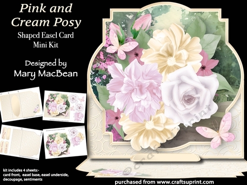 Pink and Cream Posy - Shaped Easel Card Mini Kit