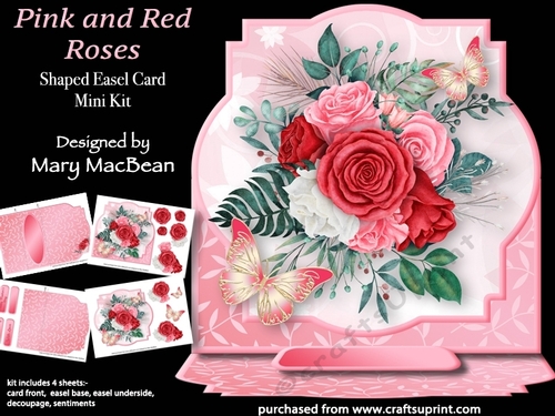 Pink and Red Roses - Shaped Easel Card Mini Kit