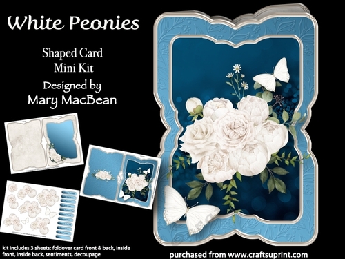 White Peonies - Shaped Card Mini Kit