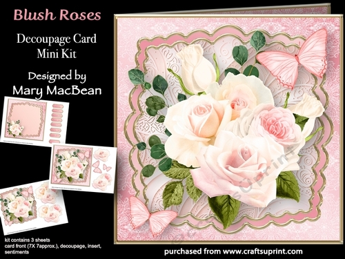 Blush Roses - Decoupage Card Mini Kit