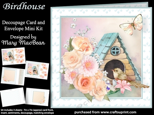 Birdhouse - Decoupage Card and Envelope Mini Kit