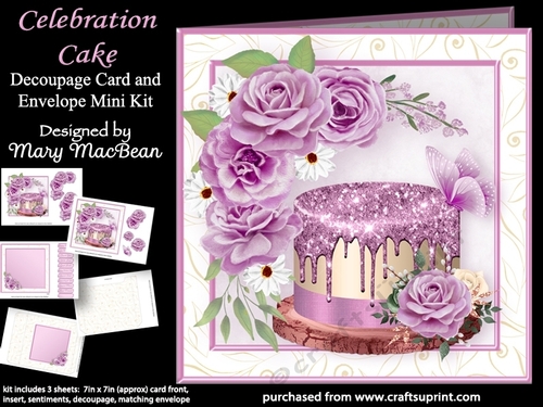 Celebration Cake - Decoupage Card and Envelope Mini Kit