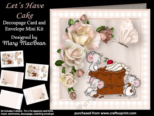 Lets Have Cake - Decoupage Card and Envelope Mini Kit