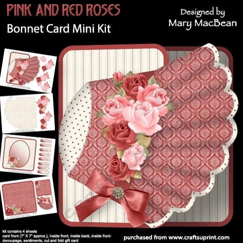 Pink and Red Roses - Bonnet Card Mini Kit