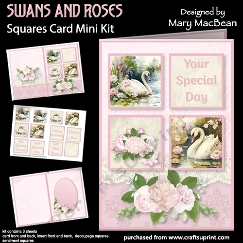Swans and Roses - Squares Card Mini Kit