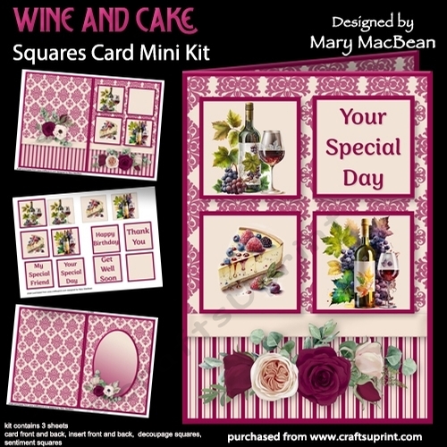 Wine and Cake - Squares Card Mini Kit