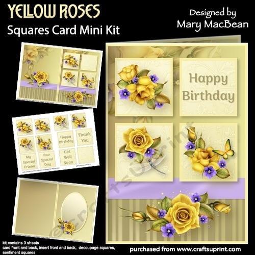 Yellow Roses - Squares Card Mini Kit