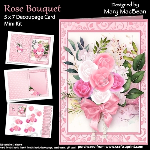 Rose Bouquet - 5 x 7 Decoupage Card Mini Kit