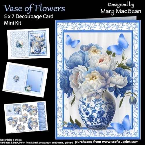 Vase of Flowers - 5 x 7 Decoupage Card Mini Kit