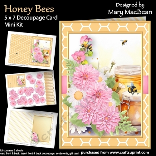 Honey Bees - 5 x 7 Decoupage Card Mini Kit