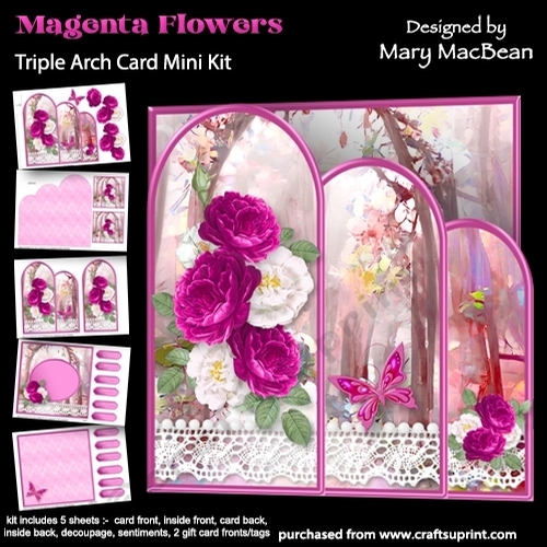 Magenta Flowers - Triple Arch Card Mini Kit
