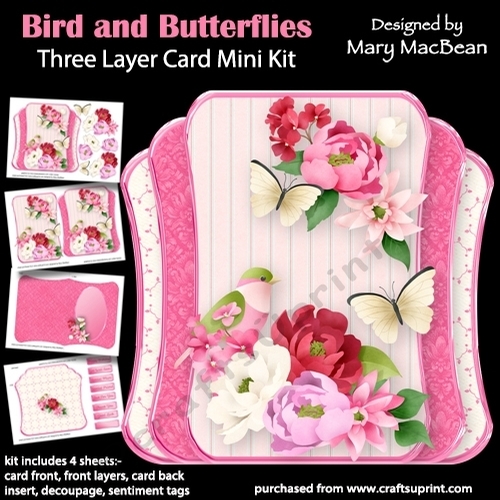 Bird and Butterflies - Three Layer Card Mini Kit