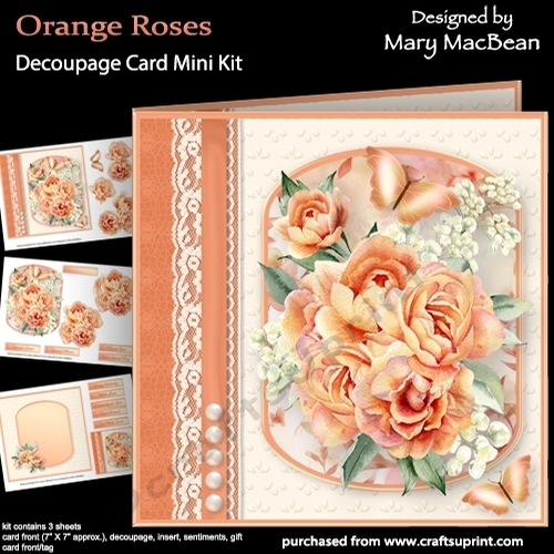 Orange Roses - Decoupage Card Mini Kit