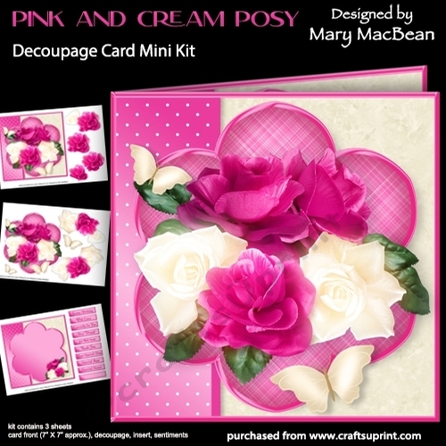 Pink and Cream Posy - Decoupage Card Mini Kit