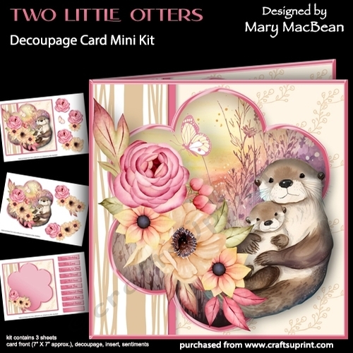 Two Little Otters - Decoupage Card Mini Kit