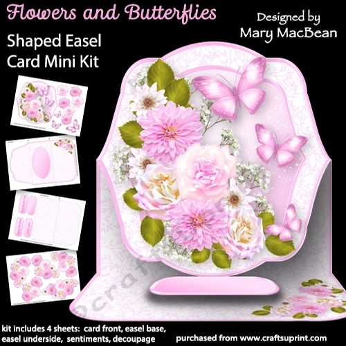 Flowers and Butterflies - Shaped Easel Card Mini Kit