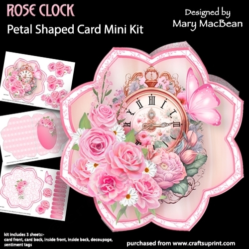 Rose Clock - Petal Shaped Card Mini Kit