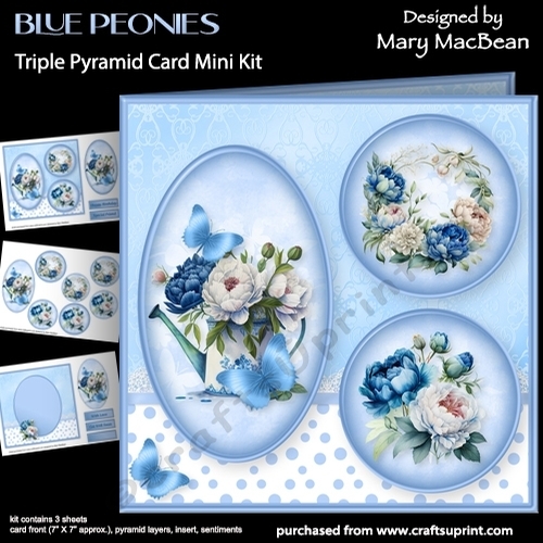 Blue Peonies - Triple Pyramid Card Mini Kit