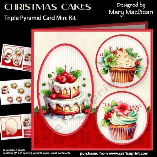 Christmas Cakes - Triple Pyramid Card Mini Kit