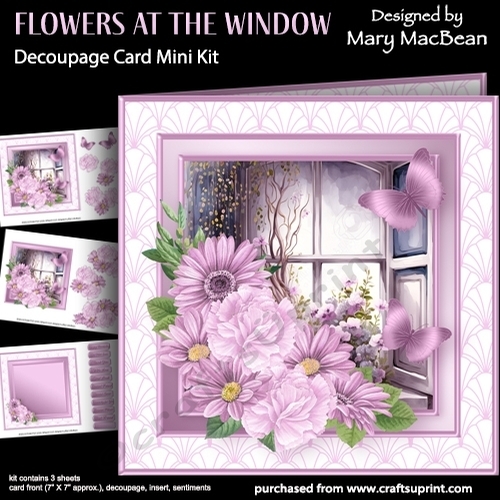 Flowers at the Window - Decoupage Card Mini Kit