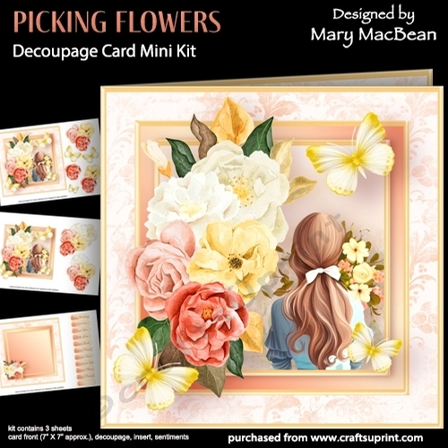 Picking Flowers - Decoupage Card Mini Kit