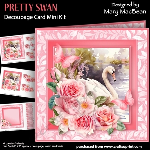 Pretty Swan - Decoupage Card Mini Kit
