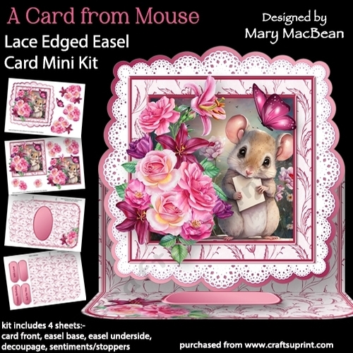 A Card from Mouse - Lace Edged Easel Card Mini Kit