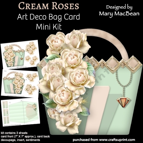 Cream Roses - Art Deco Bag Card Mini Kit