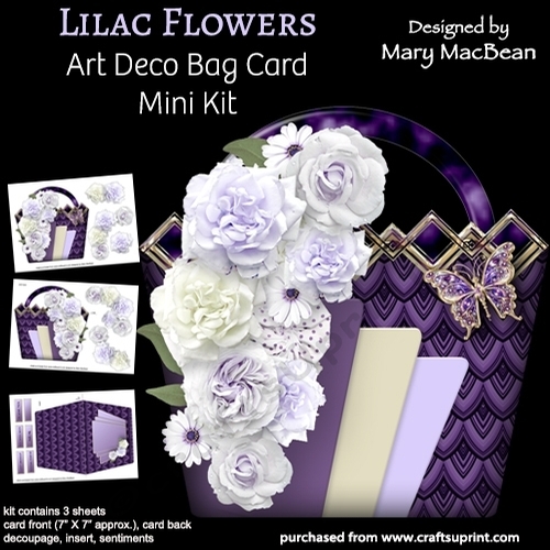 Lilac Flowers - Art Deco Bag Card Mini Kit