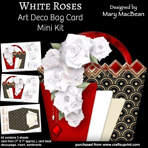 White Roses - Art Deco Bag Card Mini Kit
