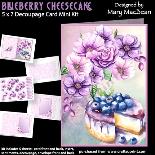 Blueberry Cheesecake - 5 x 7 Decoupage Card Mini Kit
