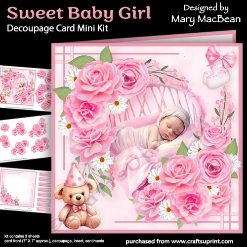 Sweet Baby Girl - Decoupage Card Mini Kit
