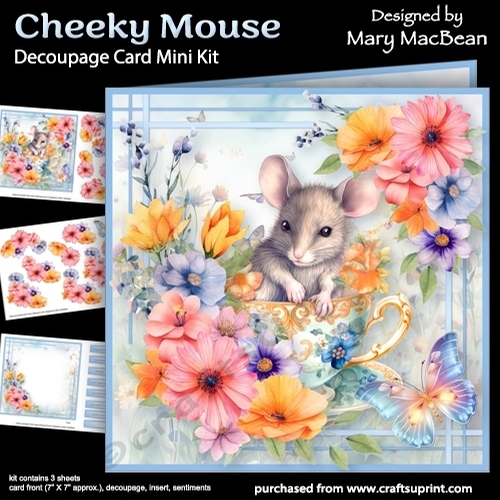 Cheeky Mouse - Decoupage Card Mini Kit