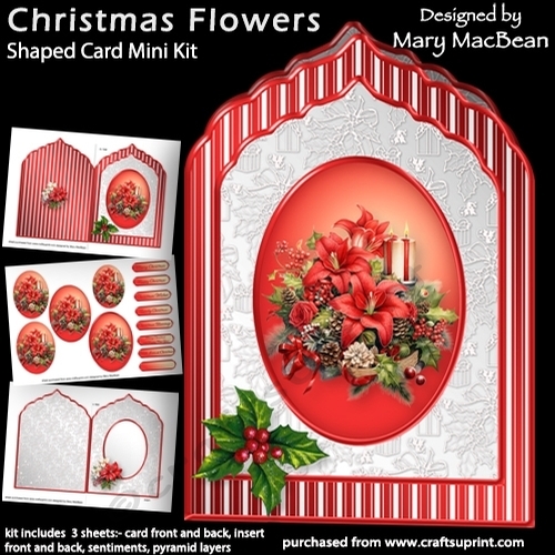 Christmas Flowers - Shaped Card Mini Kit