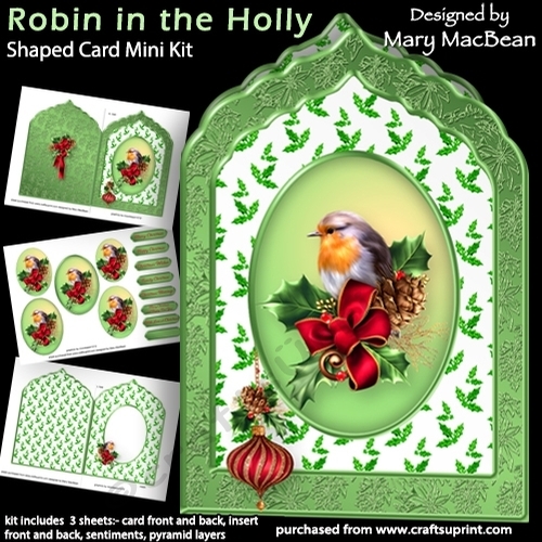 Robin in the Holly - Shaped Card Mini Kit