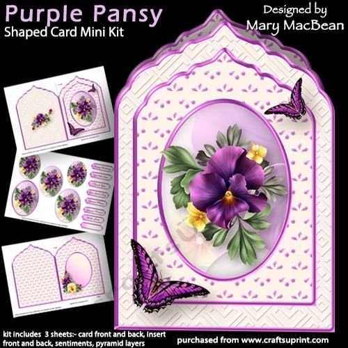 Purple Pansy - Shaped Card Mini Kit