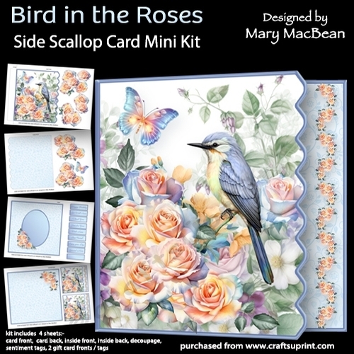 Bird in the Roses - Side Scallop Card Mini Kit