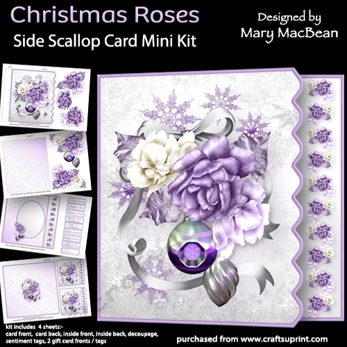 Christmas Roses - Side Scallop Card Mini Kit