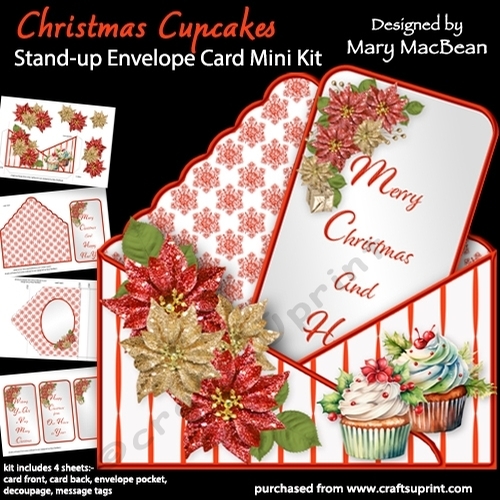 Christmas Cupcakes - Stand-up Envelope Card Mini Kit