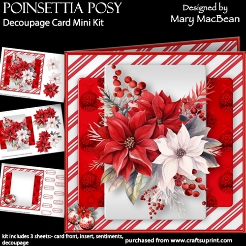 Poinsettia Posy - Decoupage Card Mini Kit