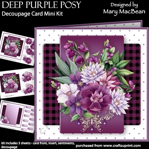 Deep Purple Posy - Decoupage Card Mini Kit