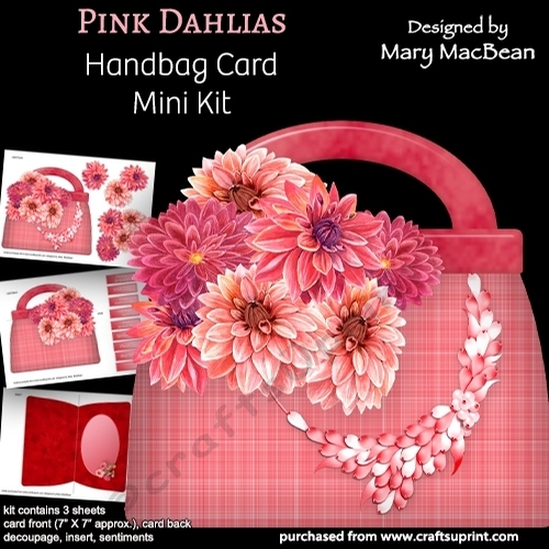 Pink Dahlias - Handbag Card Mini Kit