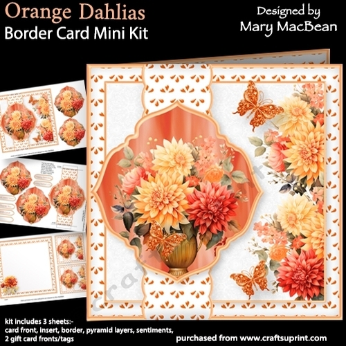 Orange Dahlias - Border Card Mini Kit
